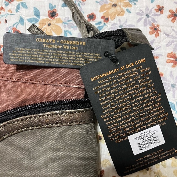 NWT!  Mona B Two-Tone Leather Shoulder Bag - Picture 6 of 7